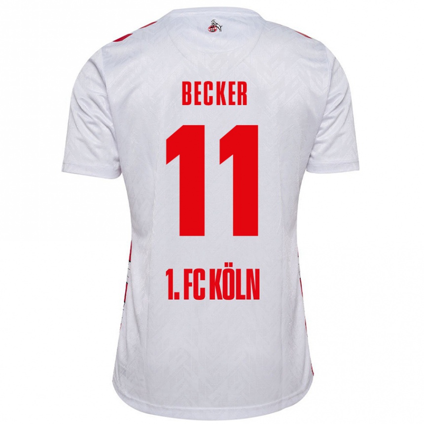 Vaikiškas Marlon Becker #11 Balta Raudona Namų Marškinėliai 2024/25 T-Shirt