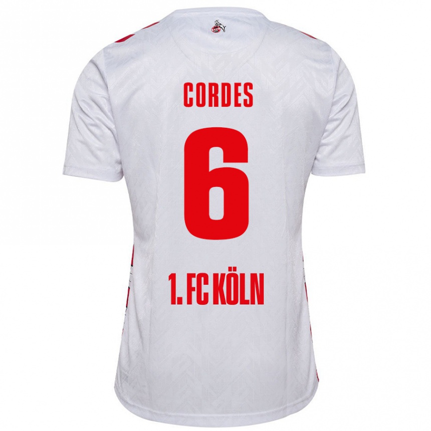 Vaikiškas Lotta Cordes #6 Balta Raudona Namų Marškinėliai 2024/25 T-Shirt