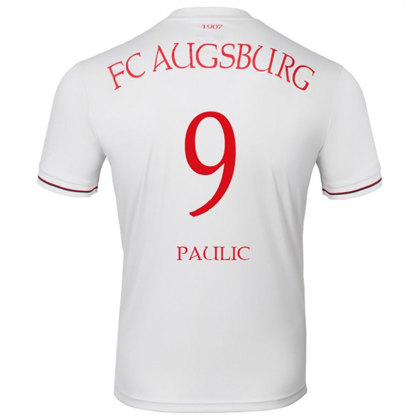 Vaikiškas Anthony Paulic #9 Baltas Namų Marškinėliai 2024/25 T-Shirt