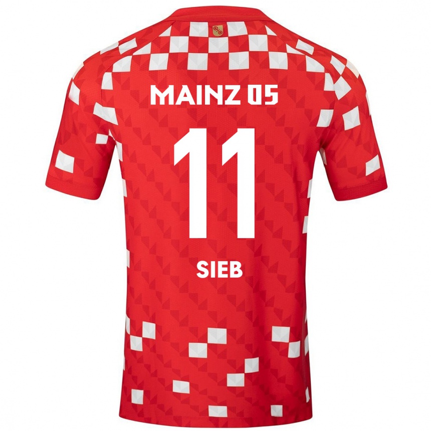 Vaikiškas Armindo Sieb #11 Balta Raudona Namų Marškinėliai 2024/25 T-Shirt