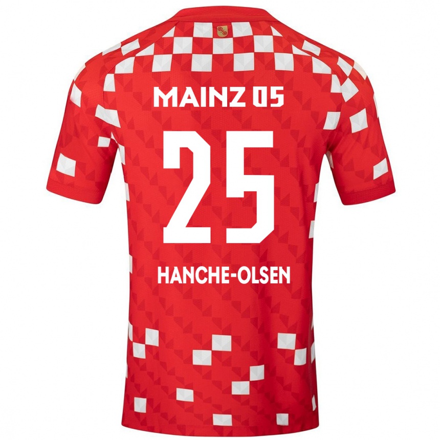 Vaikiškas Andreas Hanche-Olsen #25 Balta Raudona Namų Marškinėliai 2024/25 T-Shirt