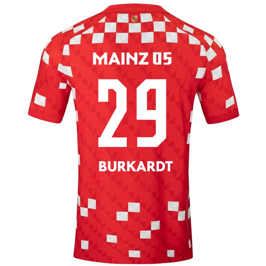 Vaikiškas Jonathan Burkardt #29 Balta Raudona Namų Marškinėliai 2024/25 T-Shirt