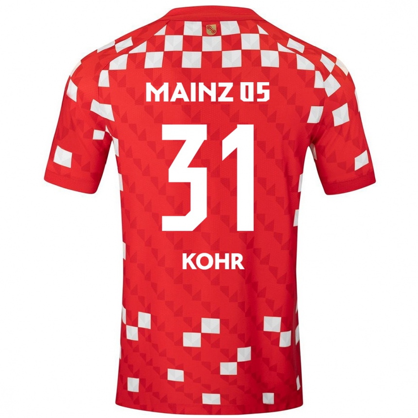 Vaikiškas Dominik Kohr #31 Balta Raudona Namų Marškinėliai 2024/25 T-Shirt