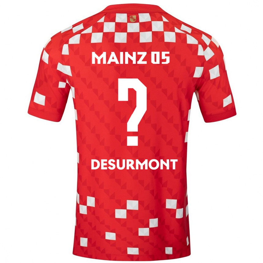 Vaikiškas Thomas-Lê Desurmont #0 Balta Raudona Namų Marškinėliai 2024/25 T-Shirt