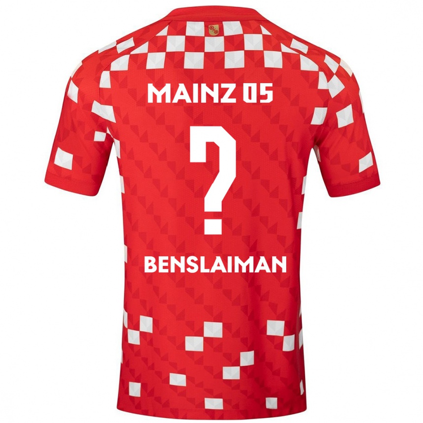 Vaikiškas Mohamed Benslaiman #0 Balta Raudona Namų Marškinėliai 2024/25 T-Shirt