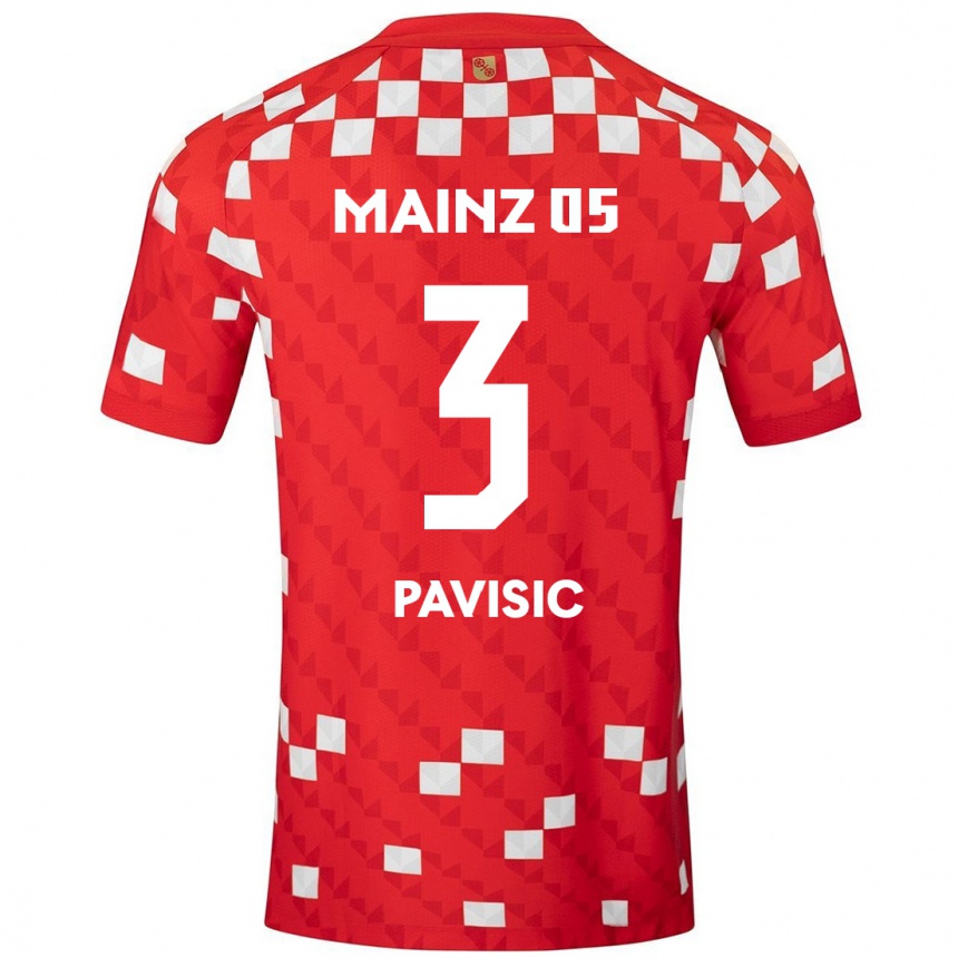 Vaikiškas Stjepan Pavisic #3 Balta Raudona Namų Marškinėliai 2024/25 T-Shirt