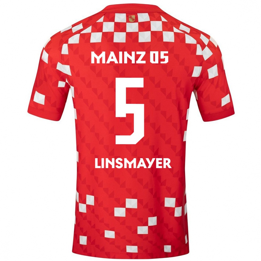 Vaikiškas Denis Linsmayer #5 Balta Raudona Namų Marškinėliai 2024/25 T-Shirt