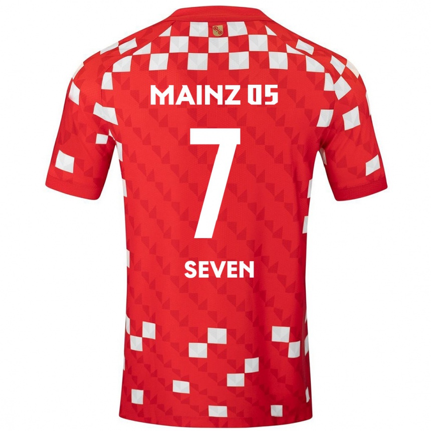 Vaikiškas Justin Seven #7 Balta Raudona Namų Marškinėliai 2024/25 T-Shirt