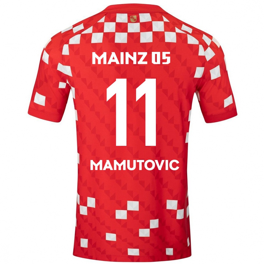 Vaikiškas David Mamutovic #11 Balta Raudona Namų Marškinėliai 2024/25 T-Shirt