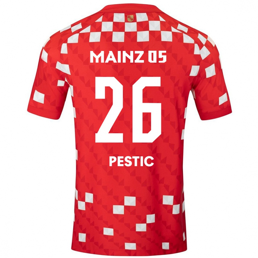 Vaikiškas Dominik Pestic #26 Balta Raudona Namų Marškinėliai 2024/25 T-Shirt