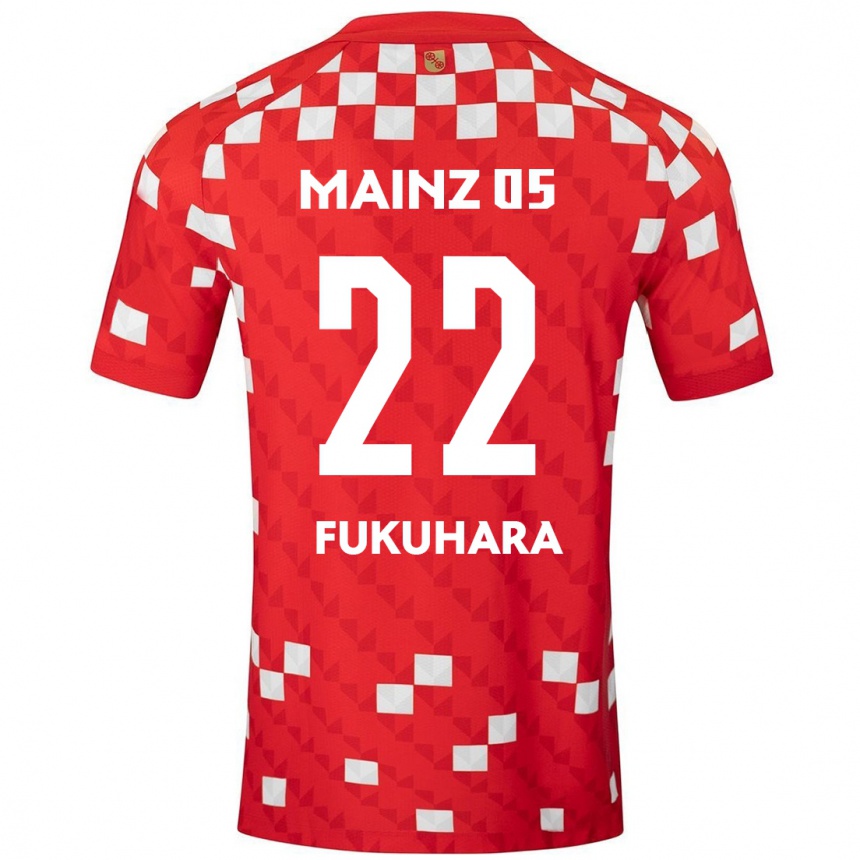 Vaikiškas Yuuka Fukuhara #22 Balta Raudona Namų Marškinėliai 2024/25 T-Shirt