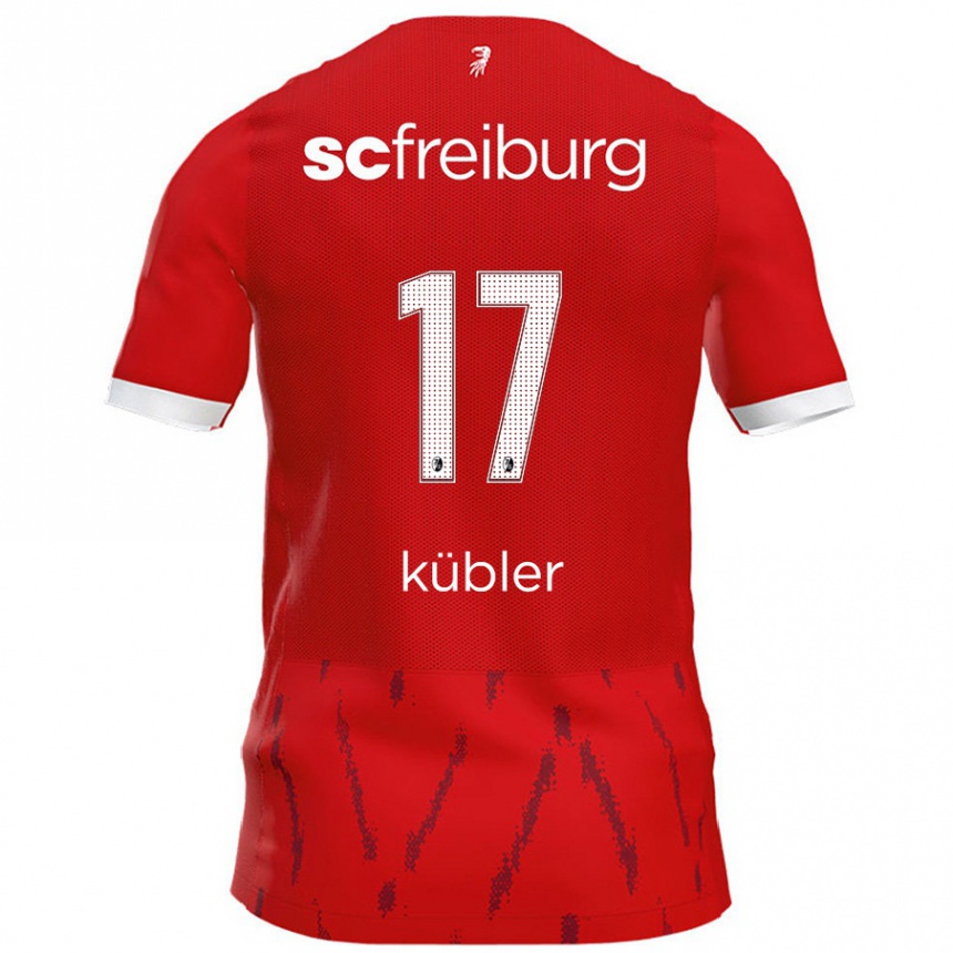 Vaikiškas Lukas Kübler #17 Raudona Namų Marškinėliai 2024/25 T-Shirt