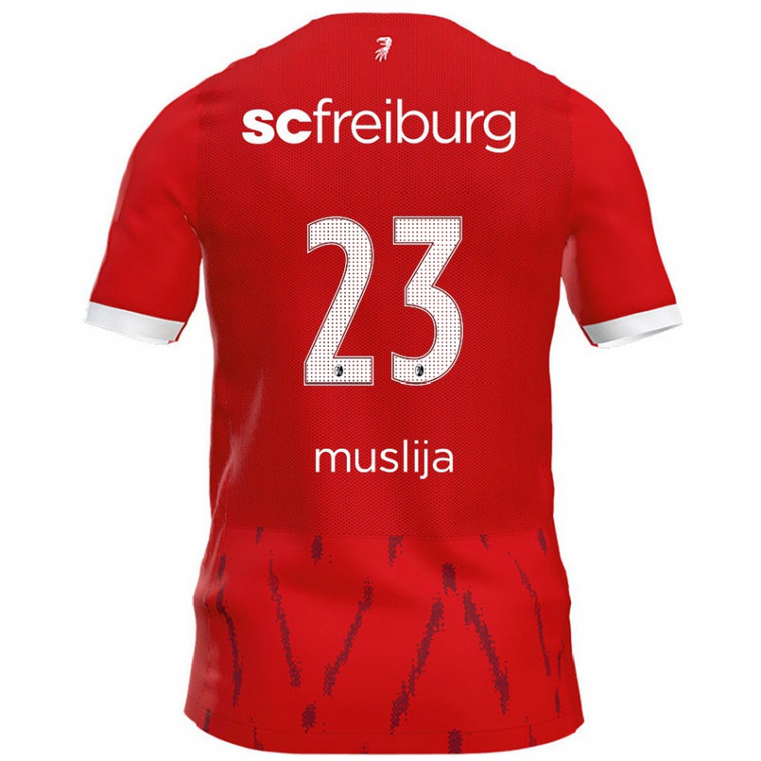 Vaikiškas Florent Muslija #23 Raudona Namų Marškinėliai 2024/25 T-Shirt