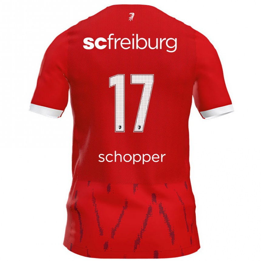 Vaikiškas David Schopper #17 Raudona Namų Marškinėliai 2024/25 T-Shirt