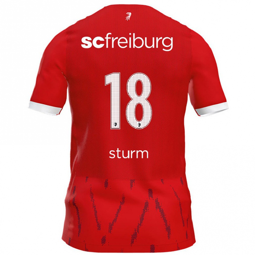 Vaikiškas Yann Sturm #18 Raudona Namų Marškinėliai 2024/25 T-Shirt