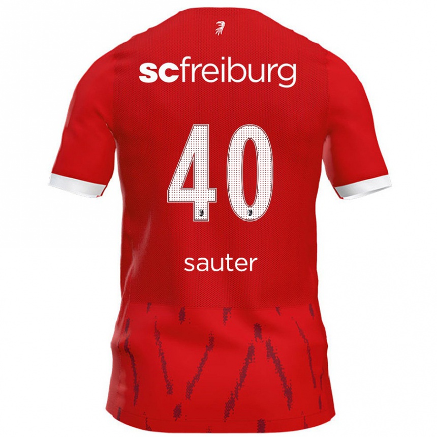 Vaikiškas Niklas Sauter #40 Raudona Namų Marškinėliai 2024/25 T-Shirt