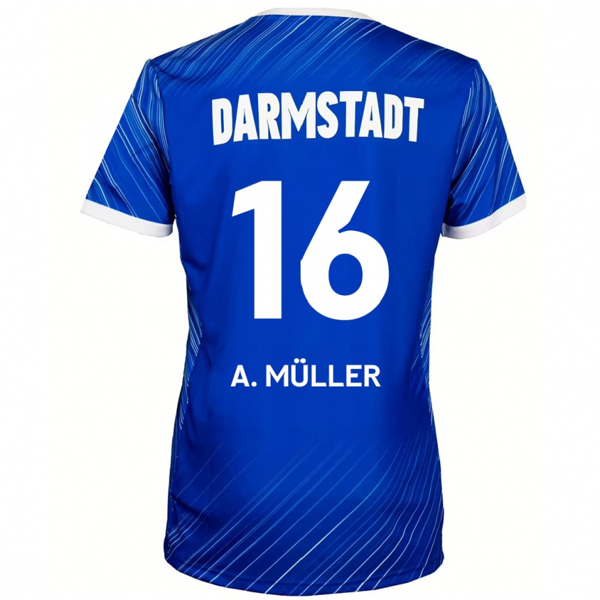 Vaikiškas Andreas Müller #16 Mėlyna Balta Namų Marškinėliai 2024/25 T-Shirt