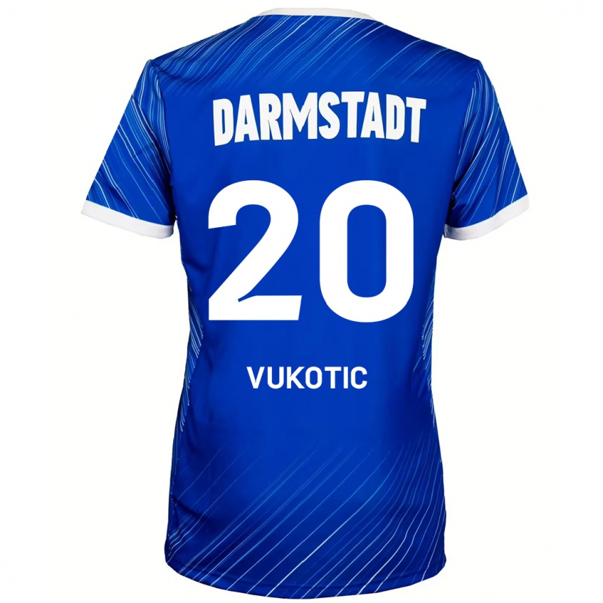 Vaikiškas Aleksandar Vukotic #20 Mėlyna Balta Namų Marškinėliai 2024/25 T-Shirt