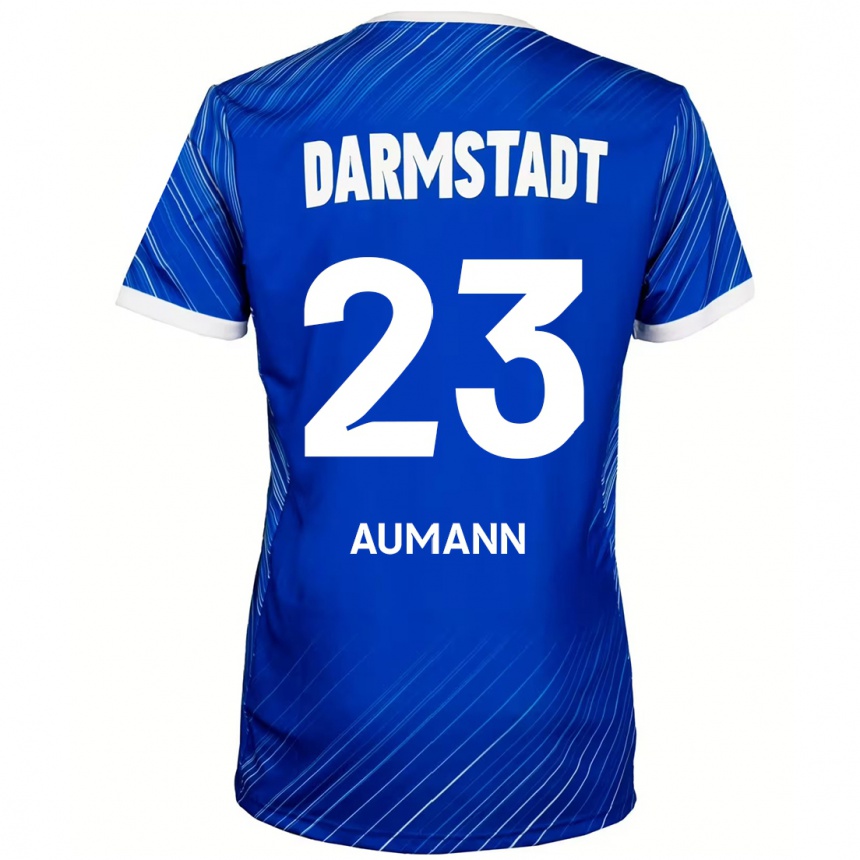 Vaikiškas Emil Aumann #23 Mėlyna Balta Namų Marškinėliai 2024/25 T-Shirt