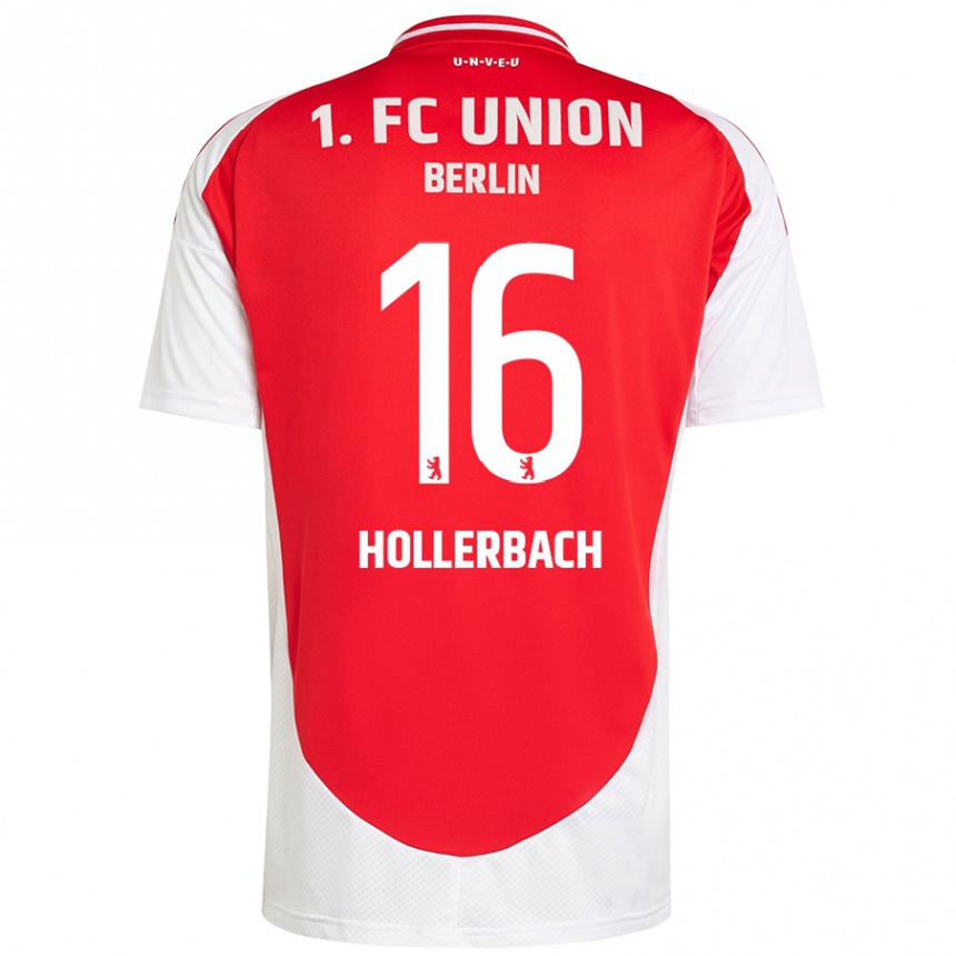 Vaikiškas Benedict Hollerbach #16 Raudona Balta Namų Marškinėliai 2024/25 T-Shirt