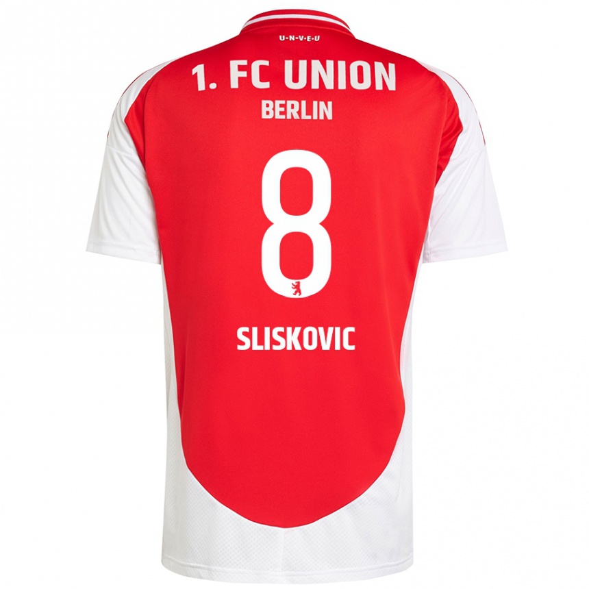 Vaikiškas Duje Sliskovic #8 Raudona Balta Namų Marškinėliai 2024/25 T-Shirt