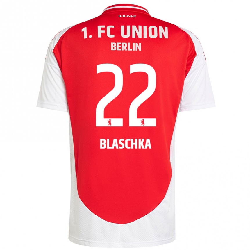 Vaikiškas Anouk Blaschka #22 Raudona Balta Namų Marškinėliai 2024/25 T-Shirt