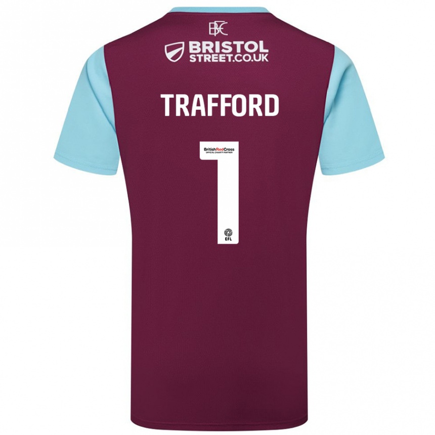 Vaikiškas James Trafford #1 Burgundijos Dangaus Mėlynas Namų Marškinėliai 2024/25 T-Shirt