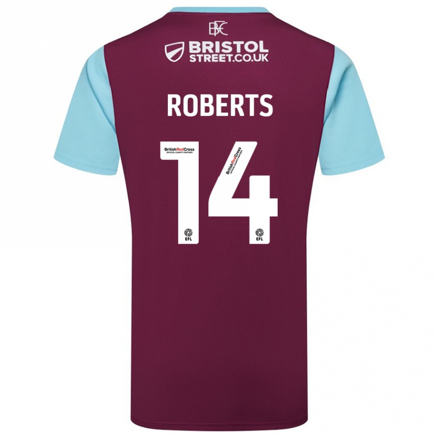 Vaikiškas Connor Roberts #14 Burgundijos Dangaus Mėlynas Namų Marškinėliai 2024/25 T-Shirt