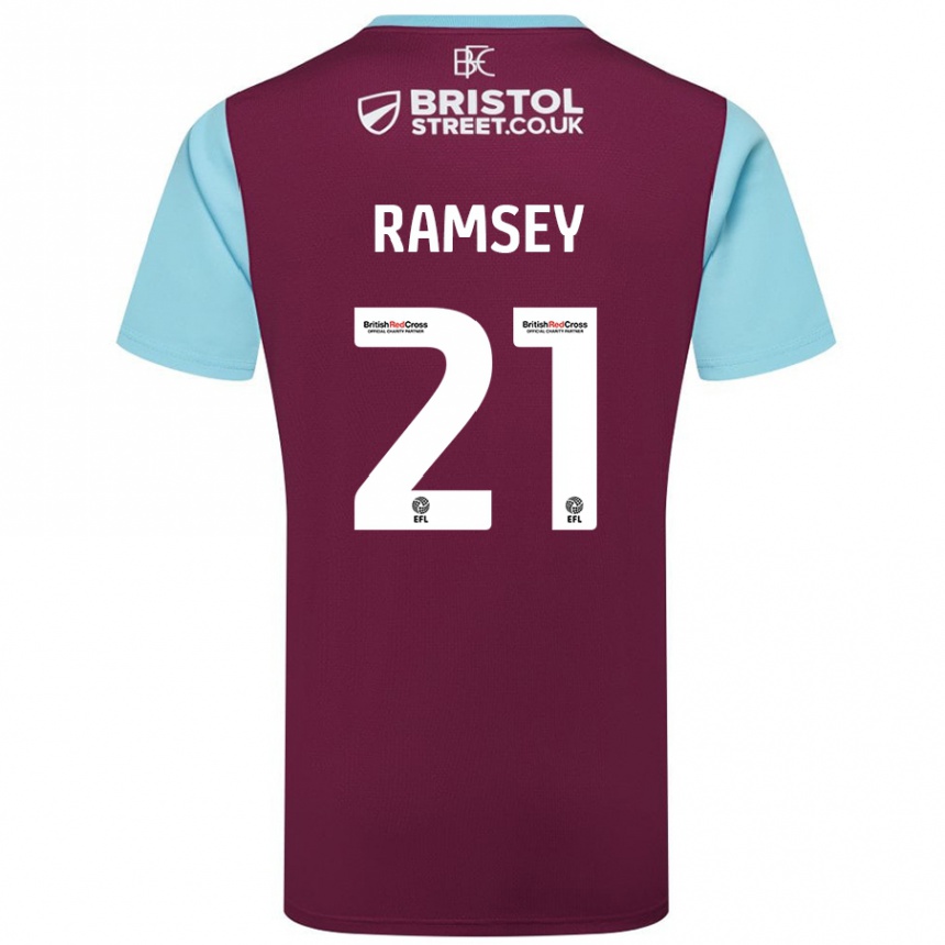 Vaikiškas Aaron Ramsey #21 Burgundijos Dangaus Mėlynas Namų Marškinėliai 2024/25 T-Shirt