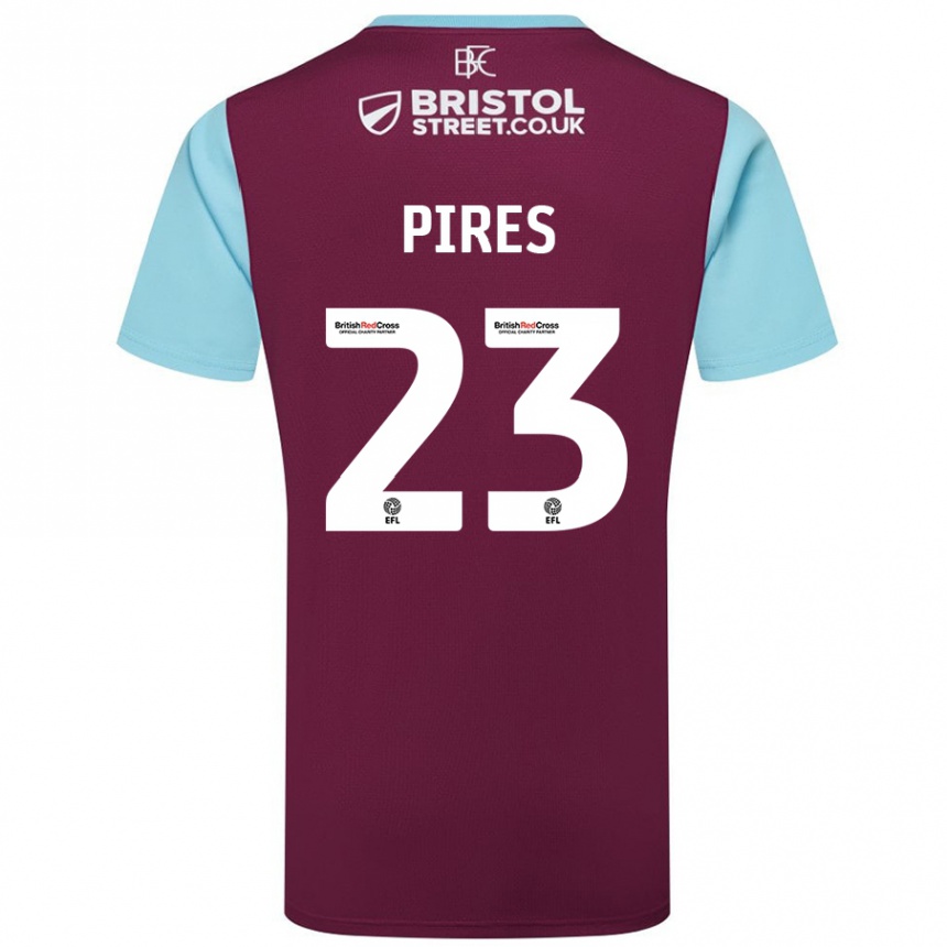 Vaikiškas Lucas Pires #23 Burgundijos Dangaus Mėlynas Namų Marškinėliai 2024/25 T-Shirt