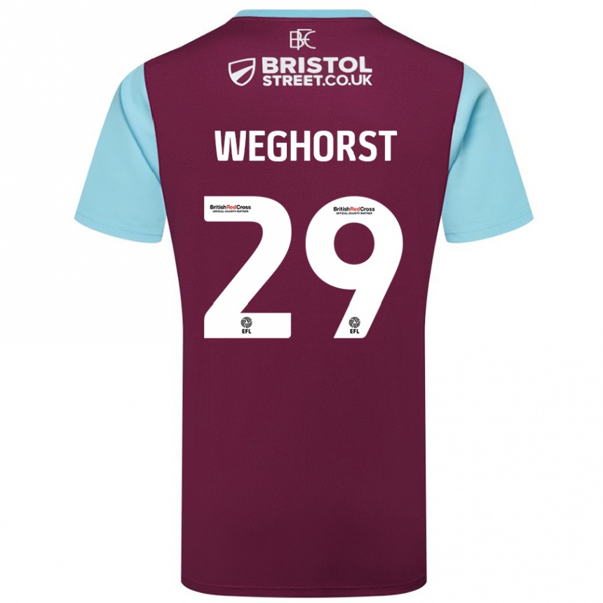 Vaikiškas Wout Weghorst #29 Burgundijos Dangaus Mėlynas Namų Marškinėliai 2024/25 T-Shirt