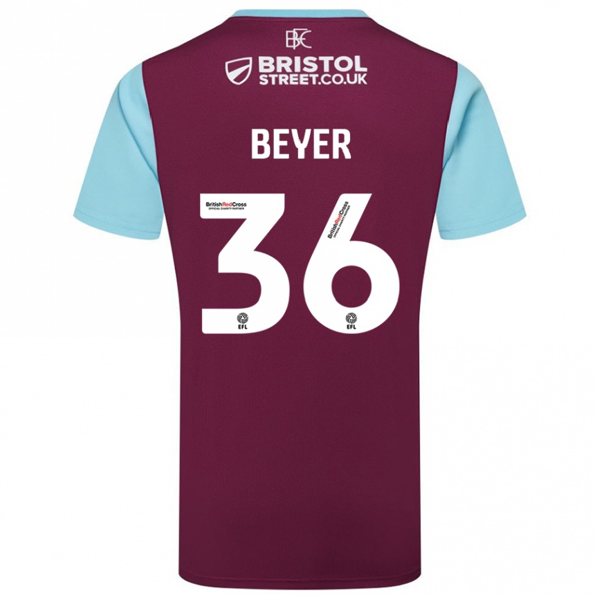 Vaikiškas Jordan Beyer #36 Burgundijos Dangaus Mėlynas Namų Marškinėliai 2024/25 T-Shirt