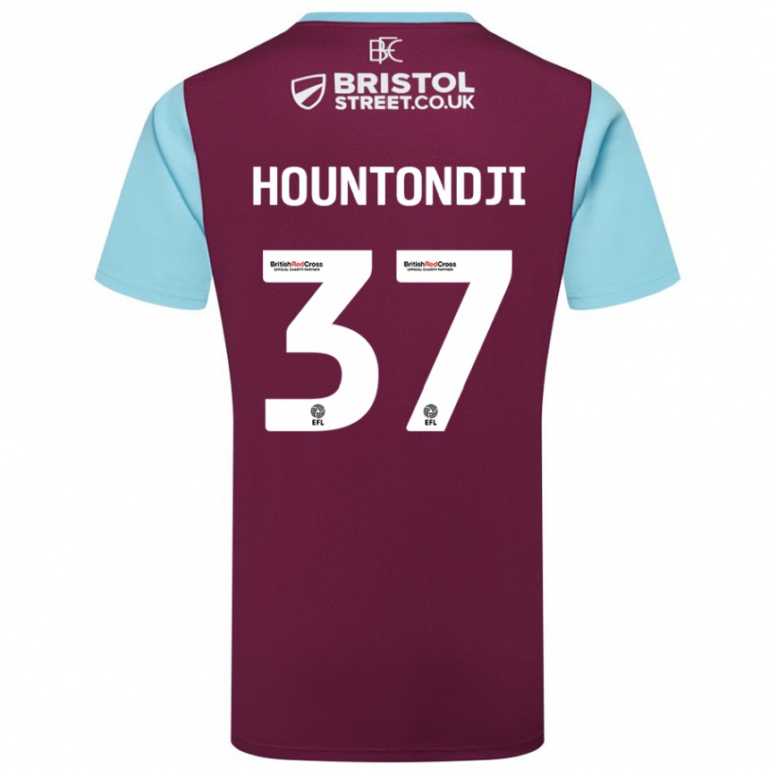 Vaikiškas Andreas Hountondji #37 Burgundijos Dangaus Mėlynas Namų Marškinėliai 2024/25 T-Shirt