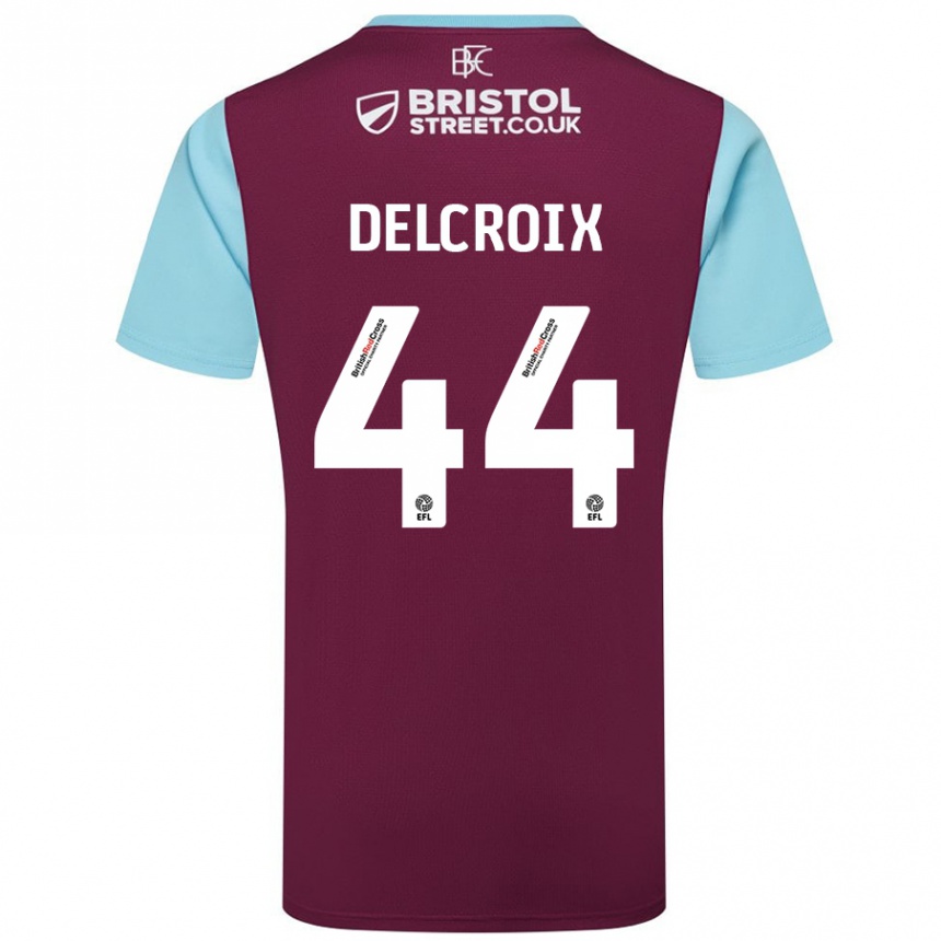 Vaikiškas Hannes Delcroix #44 Burgundijos Dangaus Mėlynas Namų Marškinėliai 2024/25 T-Shirt