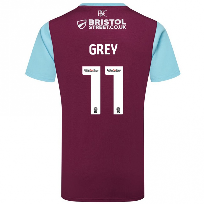 Vaikiškas Anna Grey #11 Burgundijos Dangaus Mėlynas Namų Marškinėliai 2024/25 T-Shirt