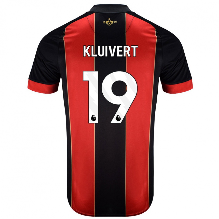 Vaikiškas Justin Kluivert #19 Raudona Juoda Namų Marškinėliai 2024/25 T-Shirt