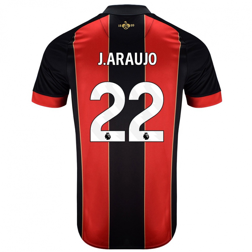 Vaikiškas Julián Araujo #28 Raudona Juoda Namų Marškinėliai 2024/25 T-Shirt