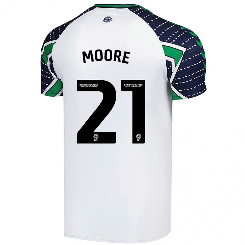 Vaikiškas Simon Moore #21 Baltas Išvykos Marškinėliai 2024/25 T-Shirt