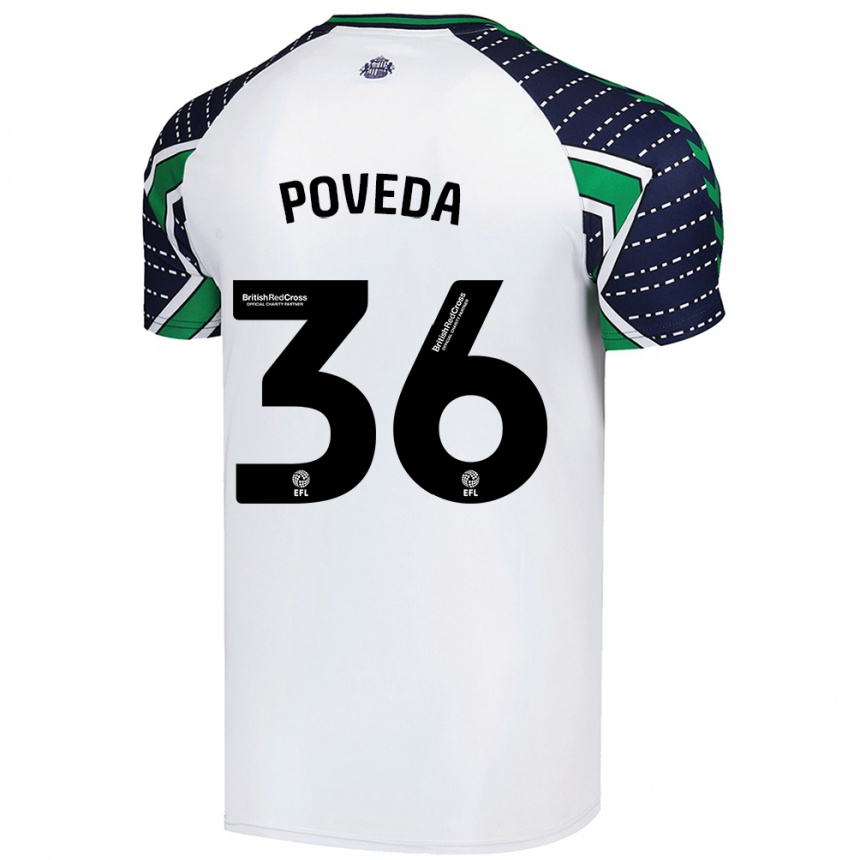 Vaikiškas Ian Poveda #36 Baltas Išvykos Marškinėliai 2024/25 T-Shirt