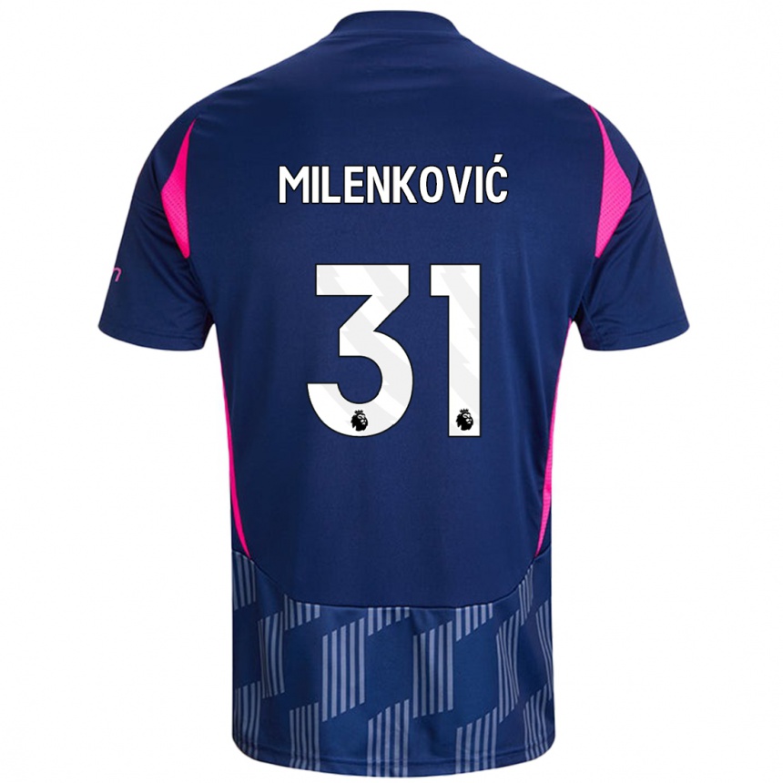 Vaikiškas Nikola Milenković #31 Karališkoji Mėlyna Rožinė Išvykos Marškinėliai 2024/25 T-Shirt