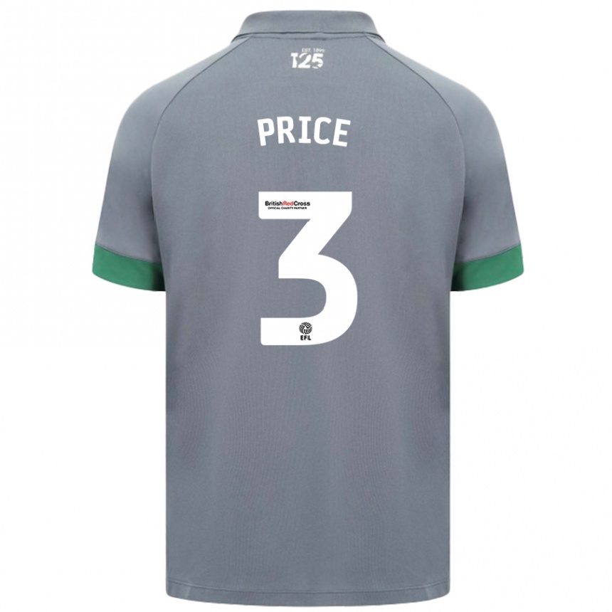 Vaikiškas Ffion Price #3 Tamsiai Pilka Išvykos Marškinėliai 2024/25 T-Shirt