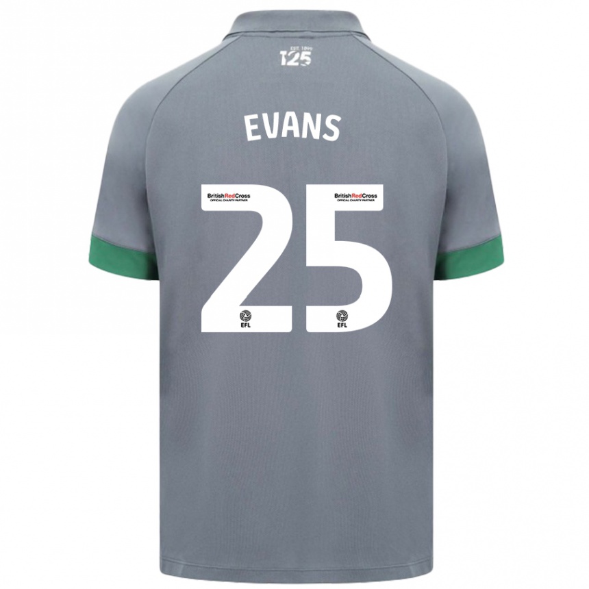 Vaikiškas Kieron Evans #25 Tamsiai Pilka Išvykos Marškinėliai 2024/25 T-Shirt