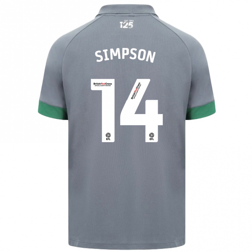 Vaikiškas Jasmine Simpson #14 Tamsiai Pilka Išvykos Marškinėliai 2024/25 T-Shirt