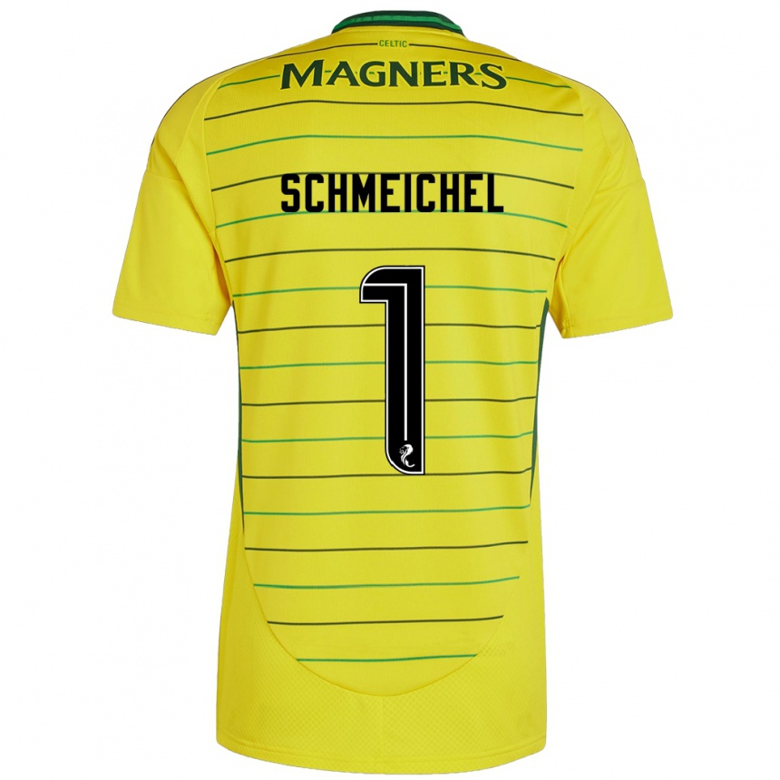 Vaikiškas Kasper Schmeichel #1 Geltona Išvykos Marškinėliai 2024/25 T-Shirt