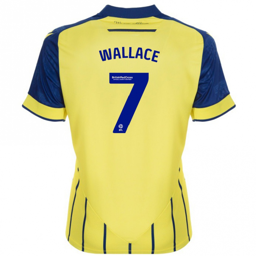 Vaikiškas Jed Wallace #7 Geltona Mėlyna Išvykos Marškinėliai 2024/25 T-Shirt