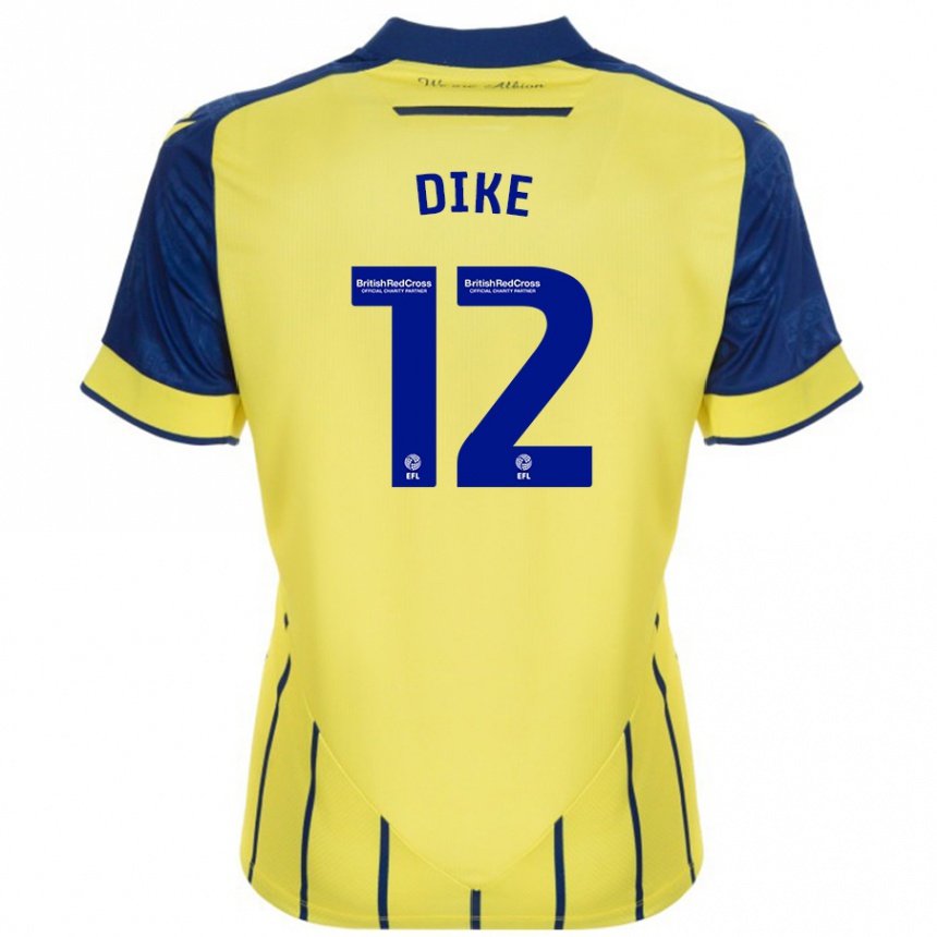 Vaikiškas Daryl Dike #12 Geltona Mėlyna Išvykos Marškinėliai 2024/25 T-Shirt