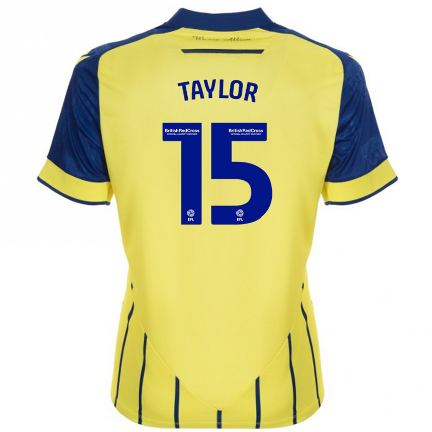 Vaikiškas Caleb Taylor #15 Geltona Mėlyna Išvykos Marškinėliai 2024/25 T-Shirt