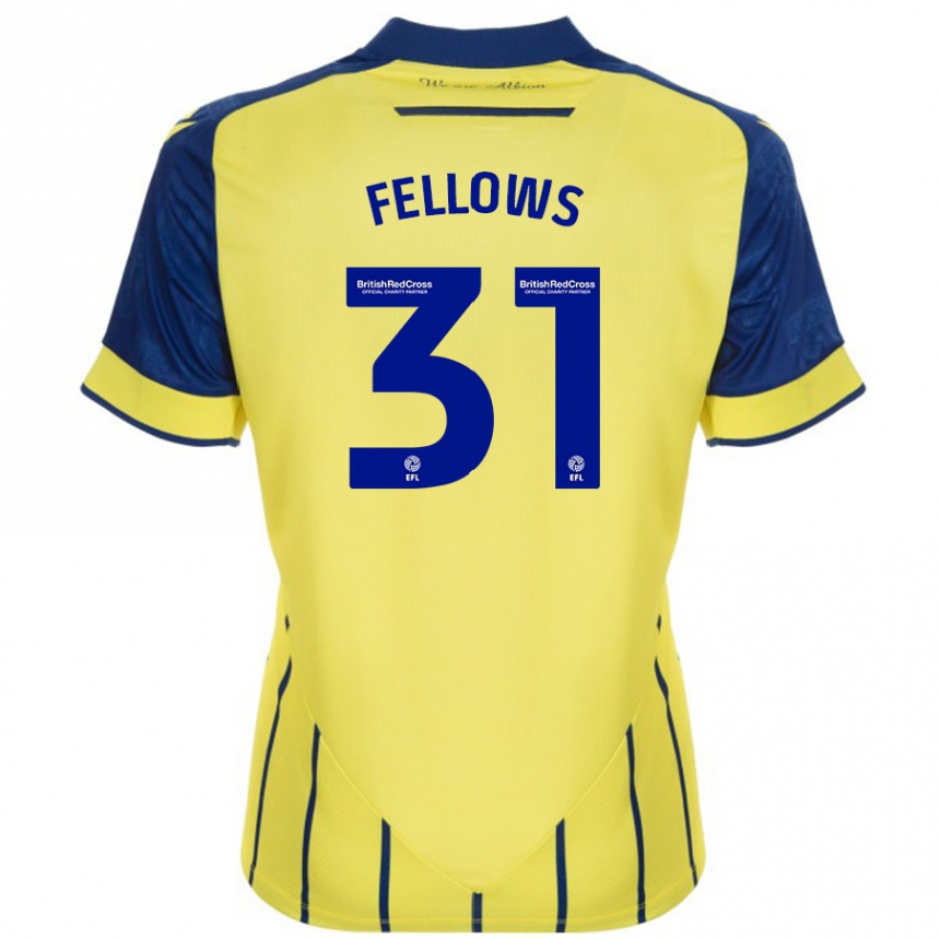 Vaikiškas Tom Fellows #31 Geltona Mėlyna Išvykos Marškinėliai 2024/25 T-Shirt