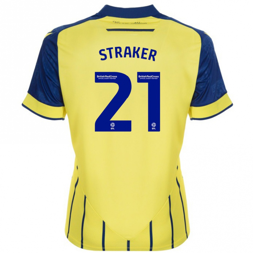 Vaikiškas Jannelle Straker #21 Geltona Mėlyna Išvykos Marškinėliai 2024/25 T-Shirt