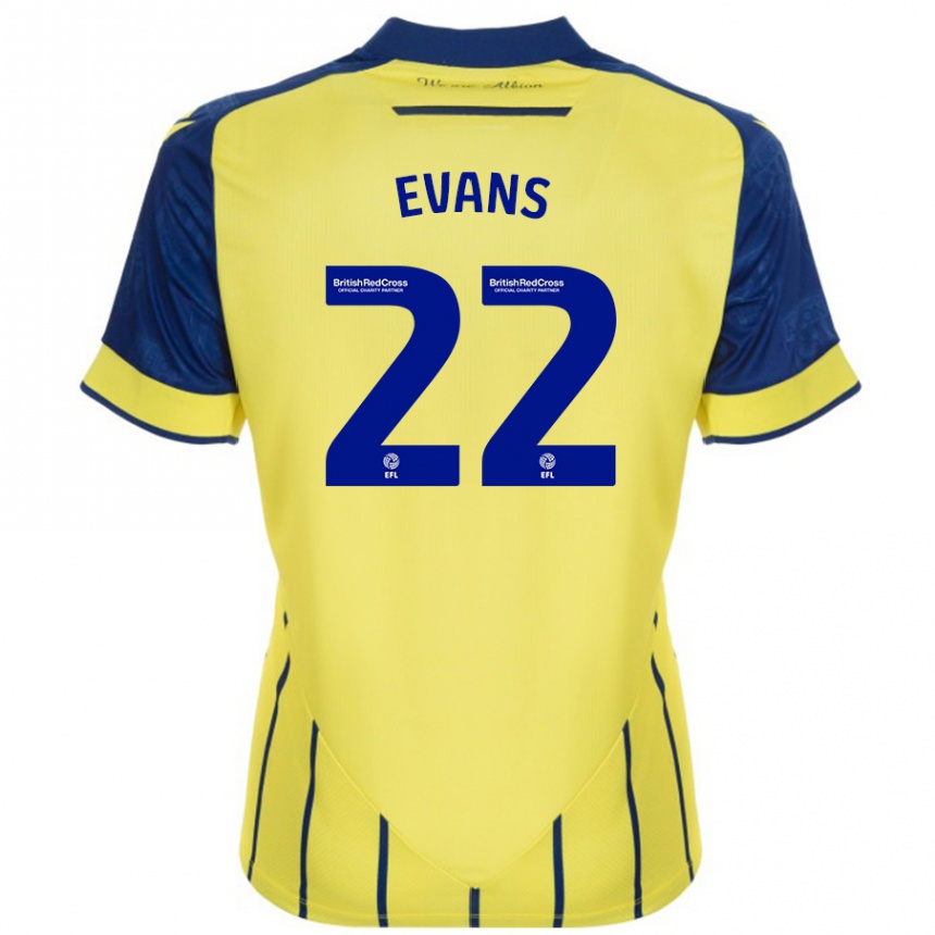 Vaikiškas Kate Evans #22 Geltona Mėlyna Išvykos Marškinėliai 2024/25 T-Shirt